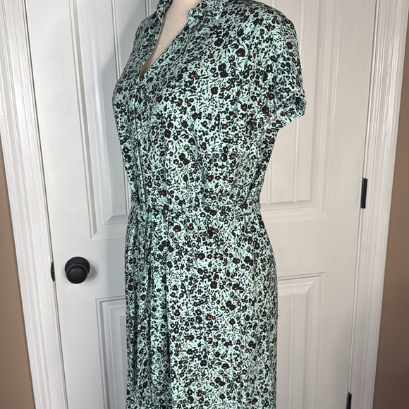 Wonderly midi Dress Size Large Weekend Belted Shirt Dress Merry Mint Floral - Picture 6 of 13